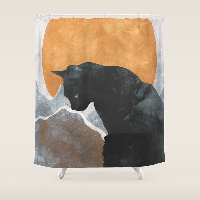 Black Cat Shower Curtain Gallery Image 1
