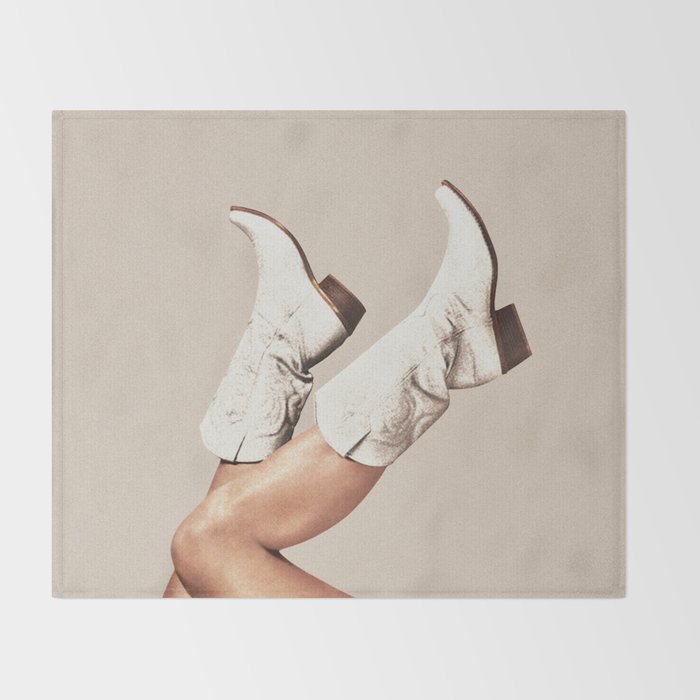 These Boots - Neutral Beige Throw Blanket Gallery Image 2