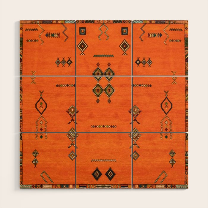 Oriental Traditional Moroccan Berber Rug Artwork Wood Wall Art Gallery Image 1