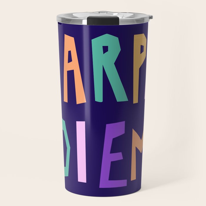 Carpe Diem lettering Travel Mug Gallery Image 1
