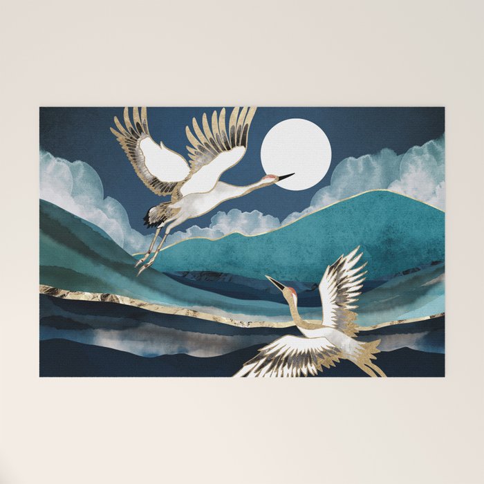 Midnight Cranes Welcome Mat Gallery Image 1