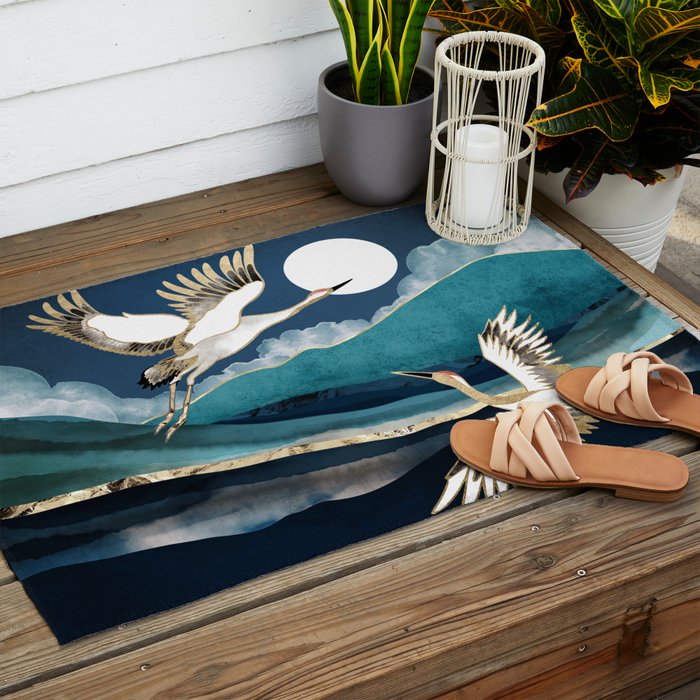 Midnight Cranes Outdoor Rug Gallery Image 2