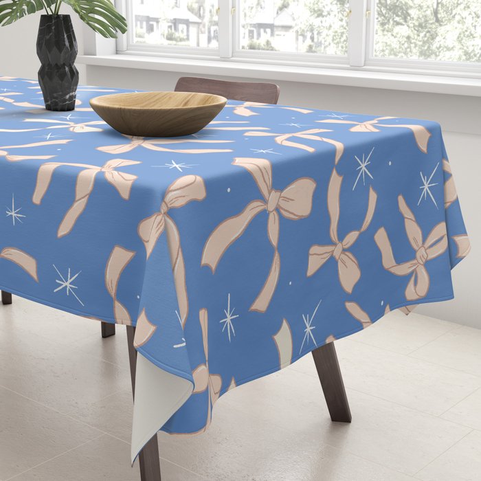 Cream Festive Bows On Blue Tablecloth Gallery Image 3