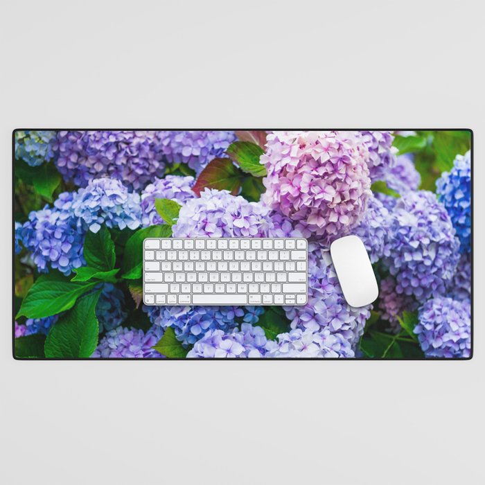 Purple Hydrangeas Blooming Desk Mat Gallery Image 1