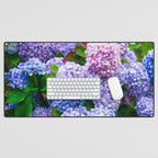 Purple Hydrangeas Blooming Desk Mat Gallery Image 1