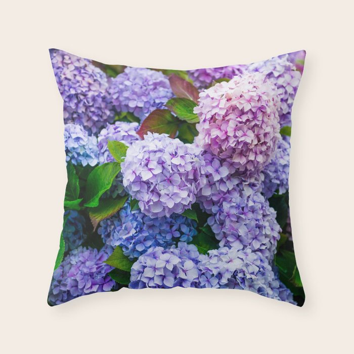 Purple Hydrangeas Blooming Throw Pillow Gallery Image 6