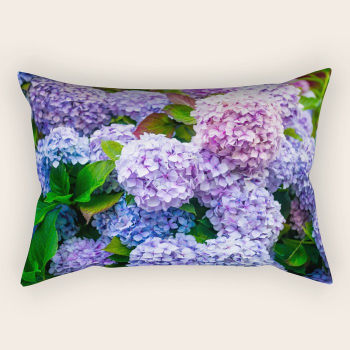Purple Hydrangeas Blooming Rectangular Pillow Gallery Image 1