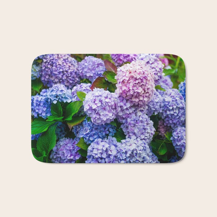 Purple Hydrangeas Blooming Bath Mat Gallery Image 1