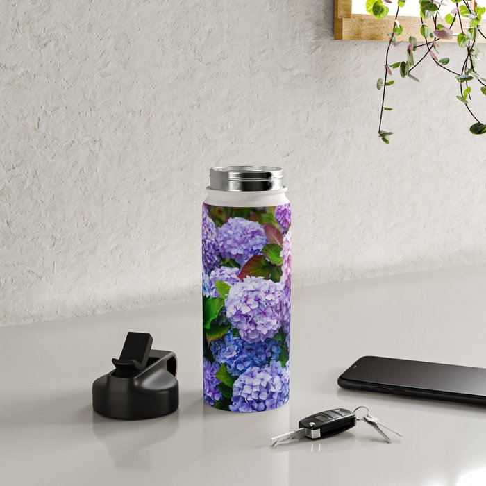 Purple Hydrangeas Blooming Water Bottle Gallery Image 4