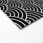 Japanese Waves Pattern Black on White Welcome Mat Gallery Image 2