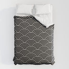 Japanese Waves Pattern Black on White Comforter Gallery Image 6