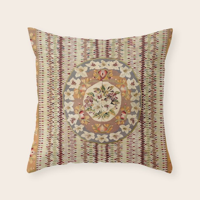 Saltillo North Mexican Serape Floral Blanket Print Throw Pillow Gallery Image 1