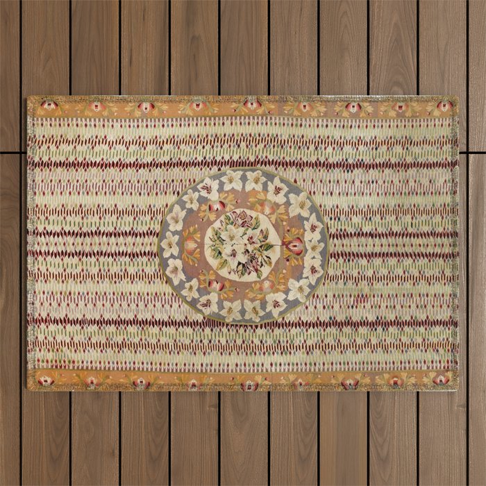 Saltillo North Mexican Serape Floral Blanket Print Outdoor Rug Gallery Image 1