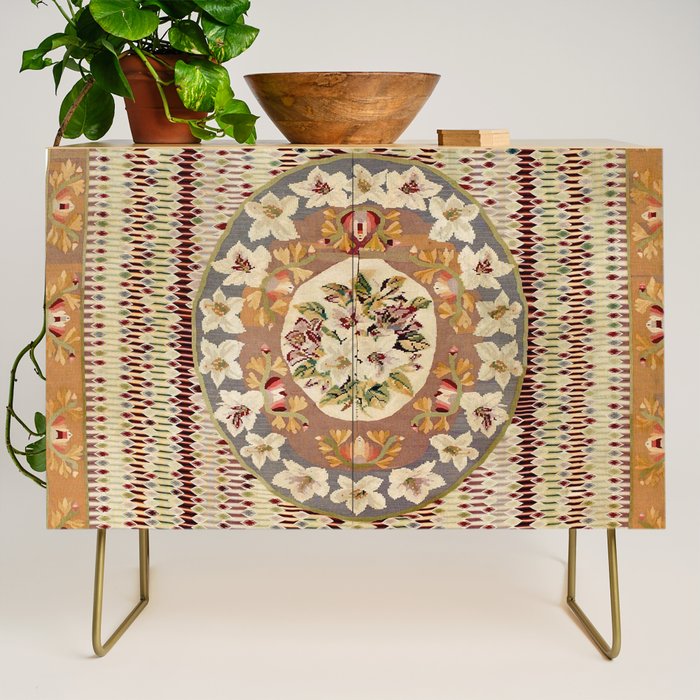 Saltillo North Mexican Serape Floral Blanket Print Credenza Gallery Image 1