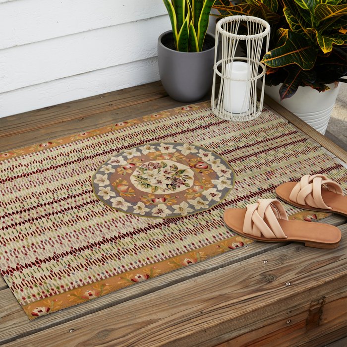 Saltillo North Mexican Serape Floral Blanket Print Outdoor Rug Gallery Image 2