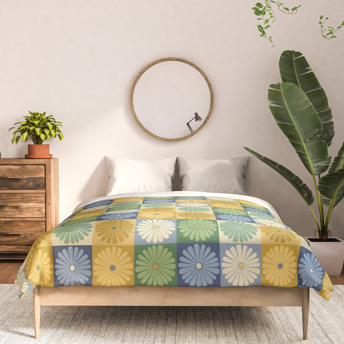 Retro Flowers Check Pattern XXI Comforter Gallery Image 3
