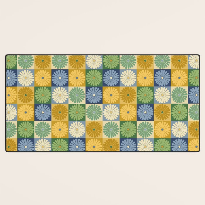 Retro Flowers Check Pattern XXI Desk Mat Gallery Image 3