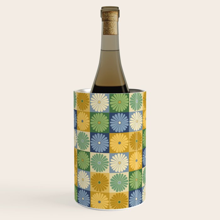 Retro Flowers Check Pattern XXI Wine Chiller Gallery Image 1