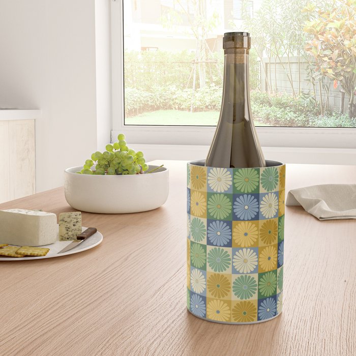 Retro Flowers Check Pattern XXI Wine Chiller Gallery Image 4
