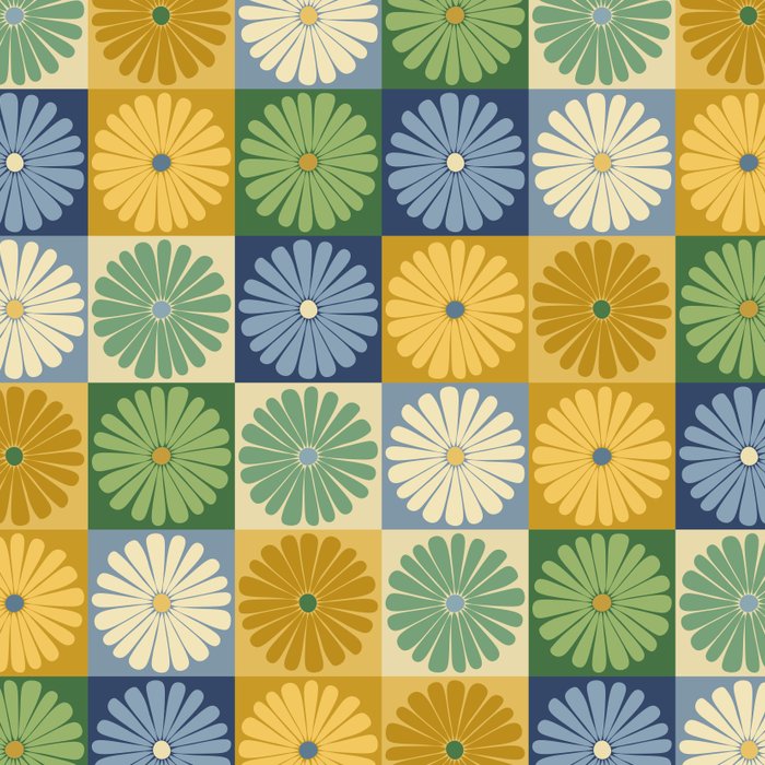 Retro Flowers Check Pattern XXI Coffee Mug Gallery Image 2