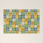 Retro Flowers Check Pattern XXI Welcome Mat Gallery Image 1