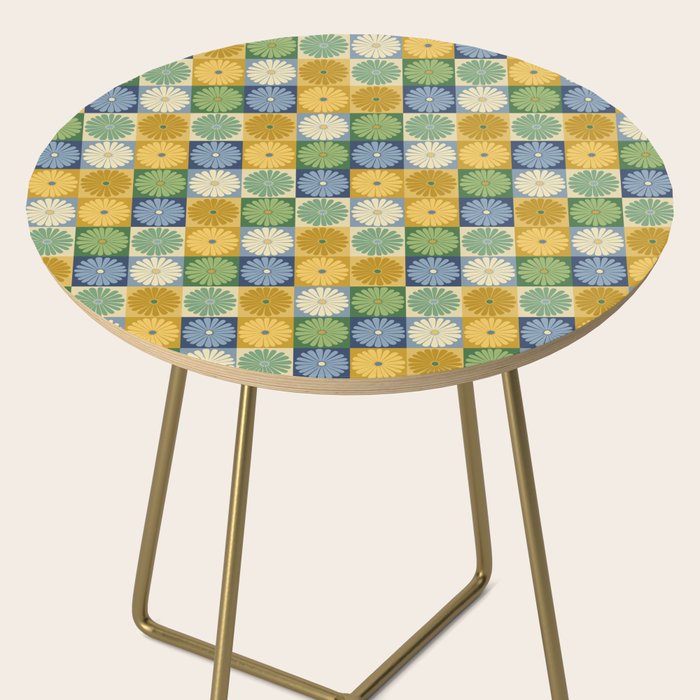 Retro Flowers Check Pattern XXI Side Table Gallery Image 2