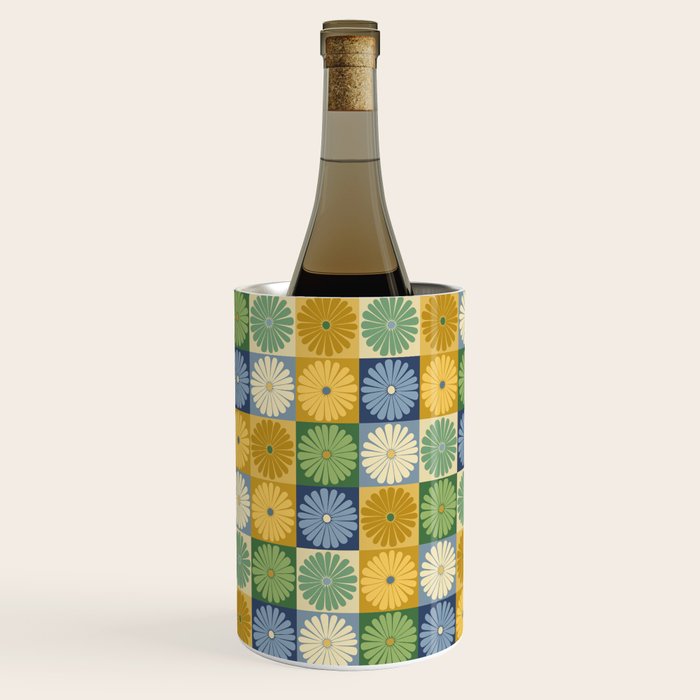 Retro Flowers Check Pattern XXI Wine Chiller Gallery Image 3