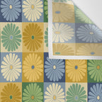 Retro Flowers Check Pattern XXI Wall Tapestry Gallery Image 3
