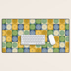 Retro Flowers Check Pattern XXI Desk Mat Gallery Image 1