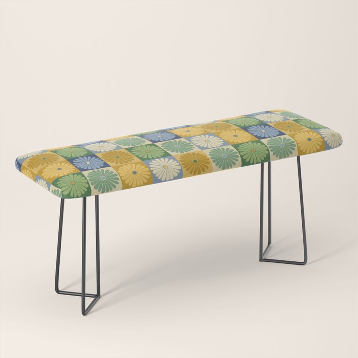 Retro Flowers Check Pattern XXI Bench Gallery Image 1