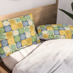 Retro Flowers Check Pattern XXI Pillow Sham Gallery Image 2
