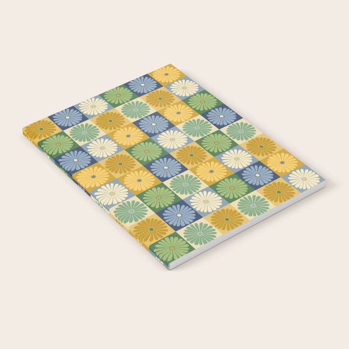 Retro Flowers Check Pattern XXI Notebook Gallery Image 2
