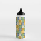 Retro Flowers Check Pattern XXI Water Bottle Gallery Image 3