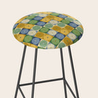 Retro Flowers Check Pattern XXI Stool Gallery Image 2