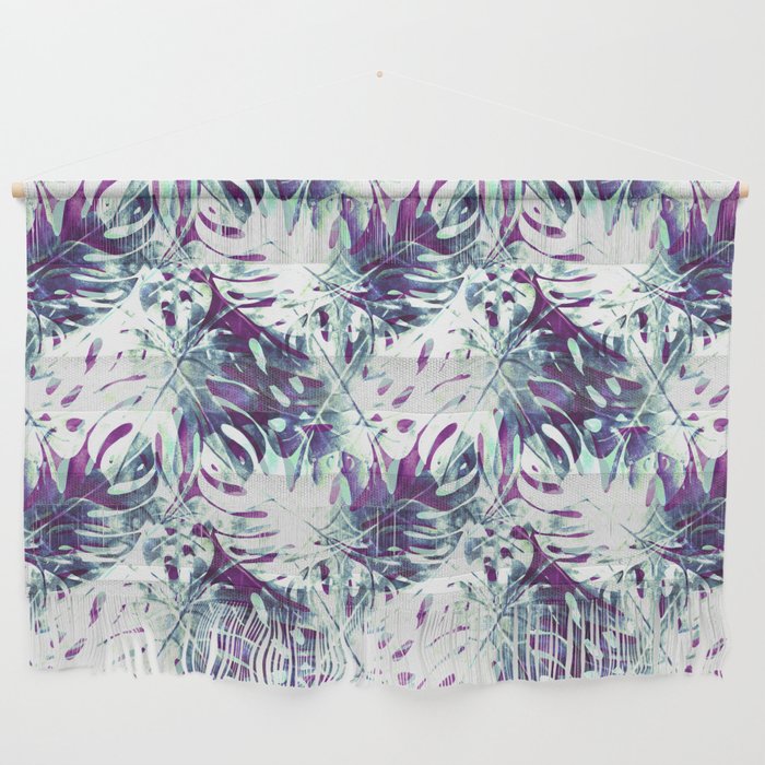 Abstract leaf monstera violet Wall Hanging Gallery Image 1