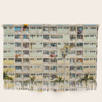 Colorful building Facade in Hong Kong - pastel color - Basketball court, Hongkong Wall Hanging Gallery Image 1