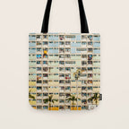 Colorful building Facade in Hong Kong - pastel color - Basketball court, Hongkong Tote Bag Gallery Image 1