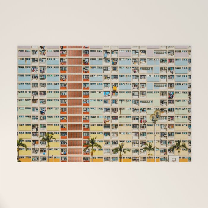 Colorful building Facade in Hong Kong - pastel color - Basketball court, Hongkong Welcome Mat Gallery Image 1