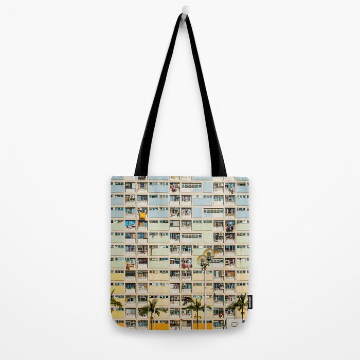 Colorful building Facade in Hong Kong - pastel color - Basketball court, Hongkong Tote Bag Gallery Image 2