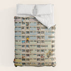 Colorful building Facade in Hong Kong - pastel color - Basketball court, Hongkong Comforter Gallery Image 6