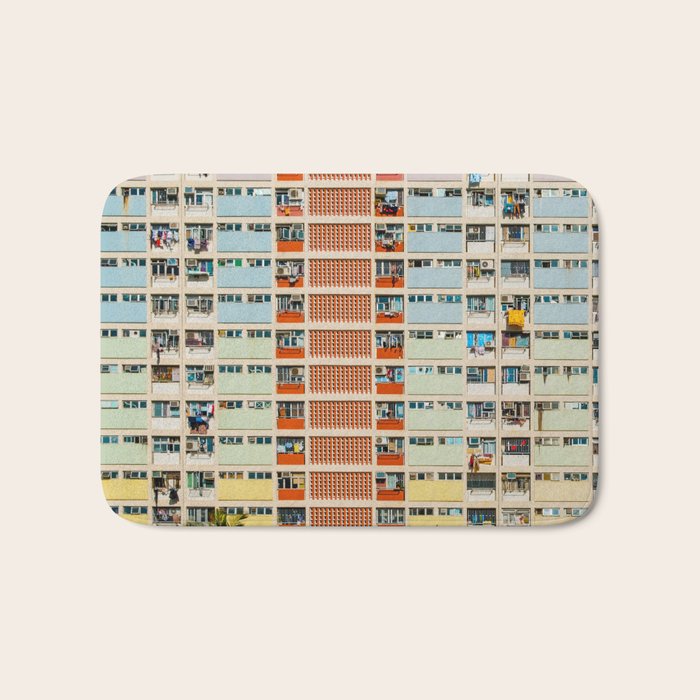 Colorful building Facade in Hong Kong - pastel color - Basketball court, Hongkong Bath Mat Gallery Image 1