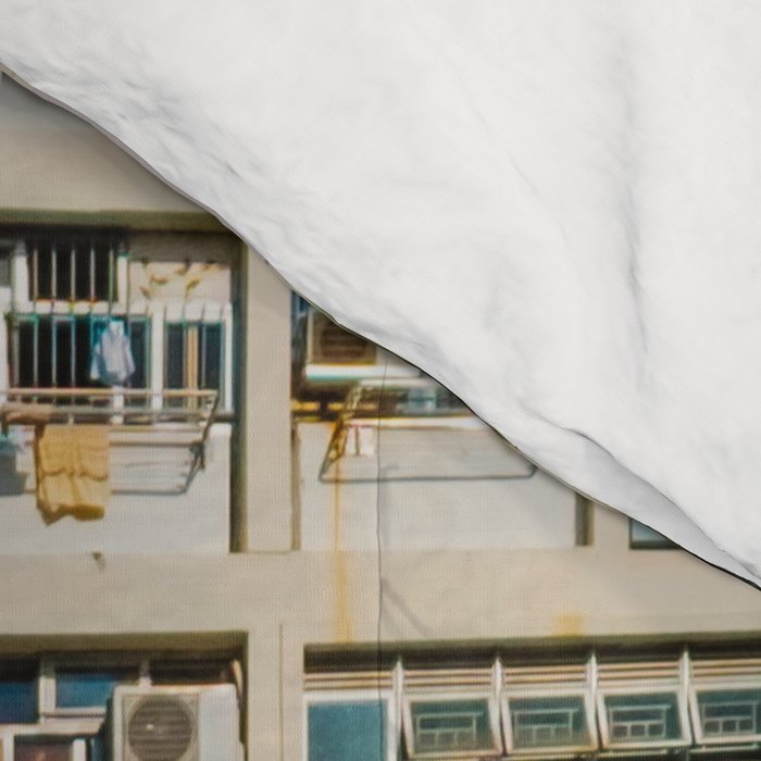 Colorful building Facade in Hong Kong - pastel color - Basketball court, Hongkong Comforter Gallery Image 4