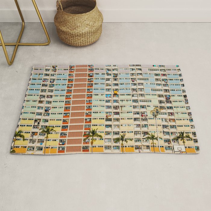 Colorful building Facade in Hong Kong - pastel color - Basketball court, Hongkong Rug Gallery Image 1