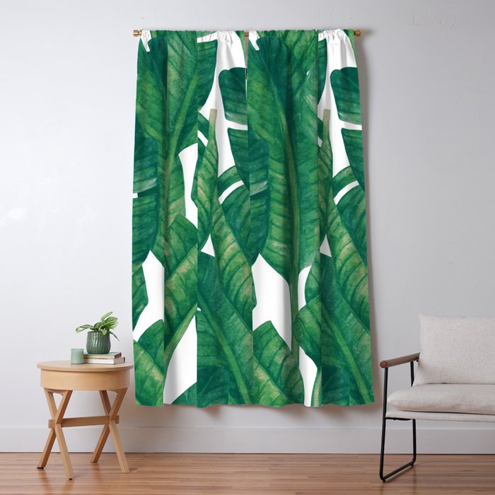Jungle Leaves Tropical Botanical Window Curtain Gallery Image 1