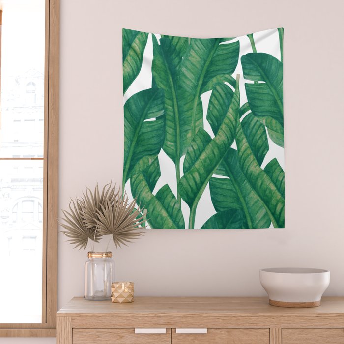 Jungle Leaves Tropical Botanical Wall Tapestry Gallery Image 2