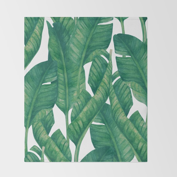 Jungle Leaves Tropical Botanical Throw Blanket Gallery Image 2