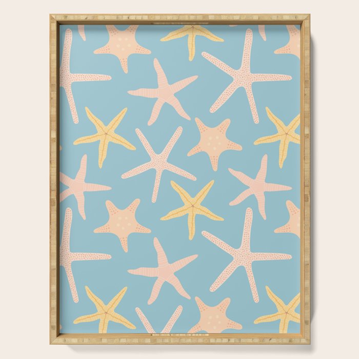 Vintage marine starfish sea animal pattern Serving Tray Gallery Image 1