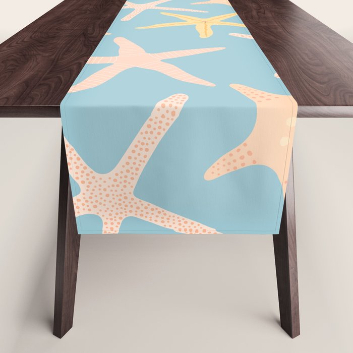 Vintage marine starfish sea animal pattern Table Runner Gallery Image 1