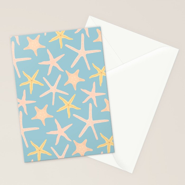 Vintage marine starfish sea animal pattern Stationery Card Gallery Image 2
