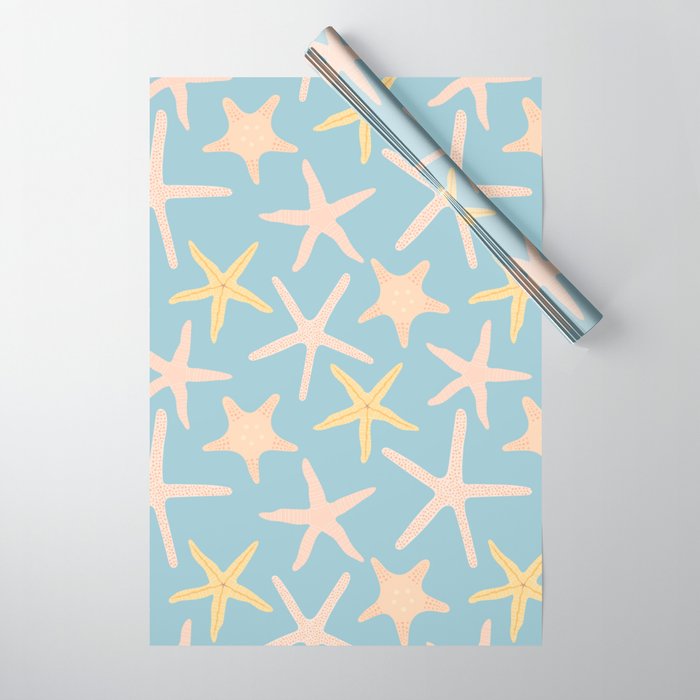 Vintage marine starfish sea animal pattern Wrapping Paper Gallery Image 1